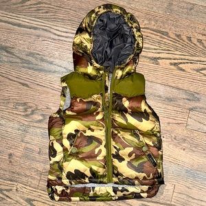 Zara Baby Boys Like New Hooded Green Camo Puffer Vest Jacket 12-18 M